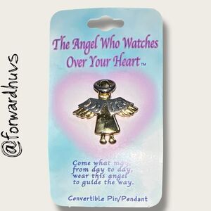 Bundle Sale 3 for $15 | Angel Pin / Pendant – Silver Tone Wings & Halo, Gold Ton